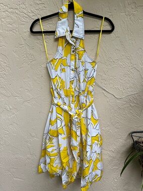 Diane von Furstenberg White and Yellow Floral Halter Dress